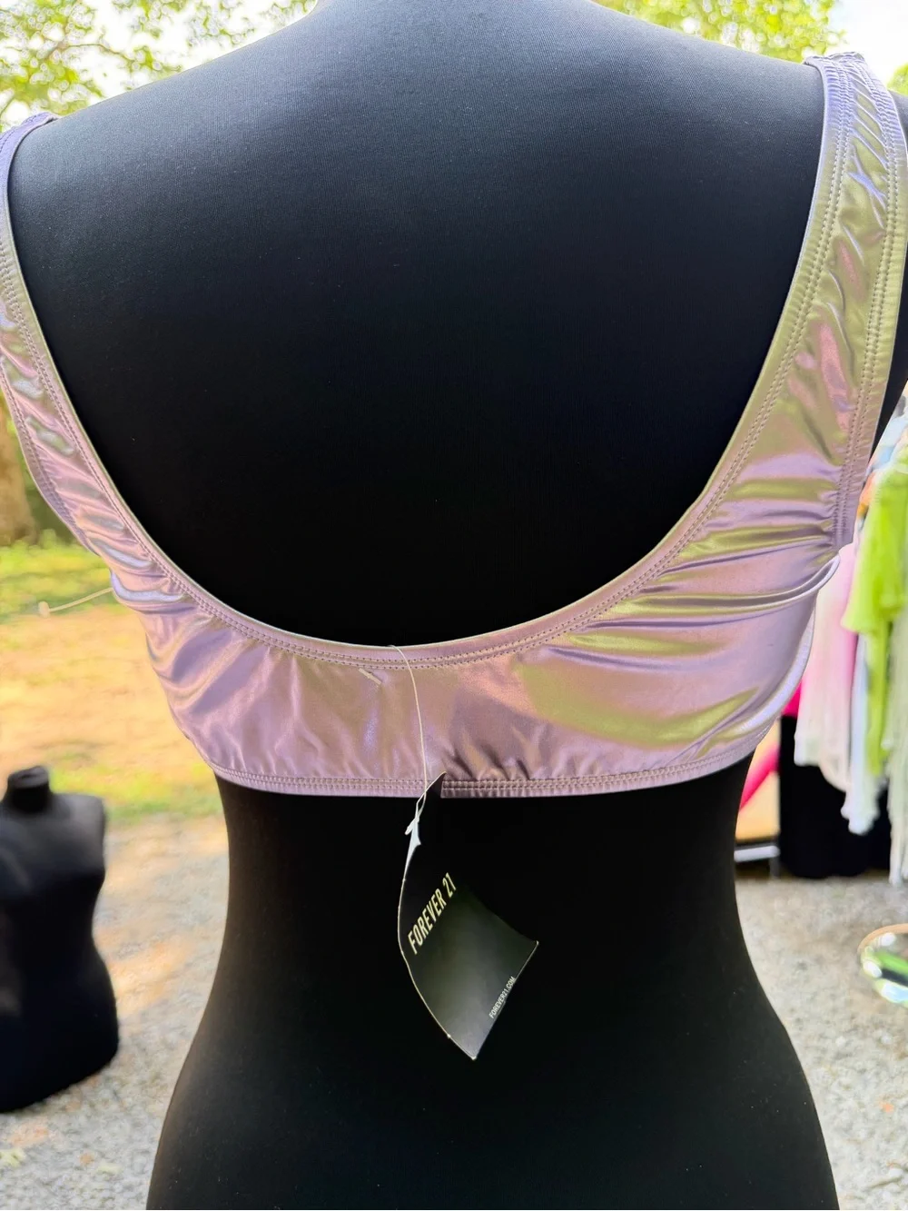 Women’s Shiny Lavender Crop Bikini Top